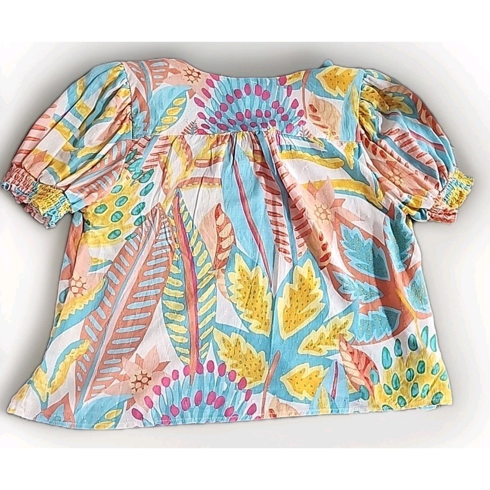 Christian Siriano Top Blouse Womens Small Floral Tropical V Neck Hawaian NWT - Picture 3 of 8